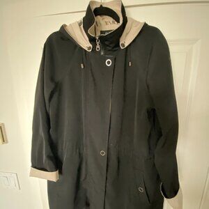 Liz Claiborne CLASSICS Vintage Lightweight Hooded Jacket Black/Beige Size L